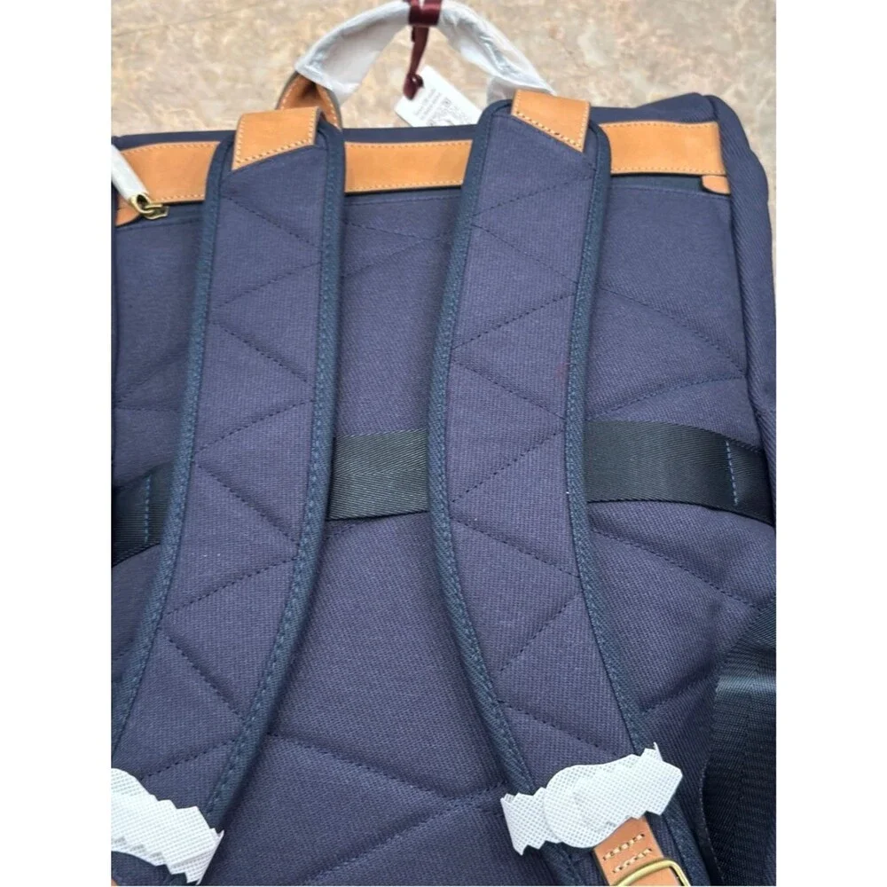 Hartmann Classic Navy Canvas Backpack  Trim Classic Navy Canvas Tan Leather Trim